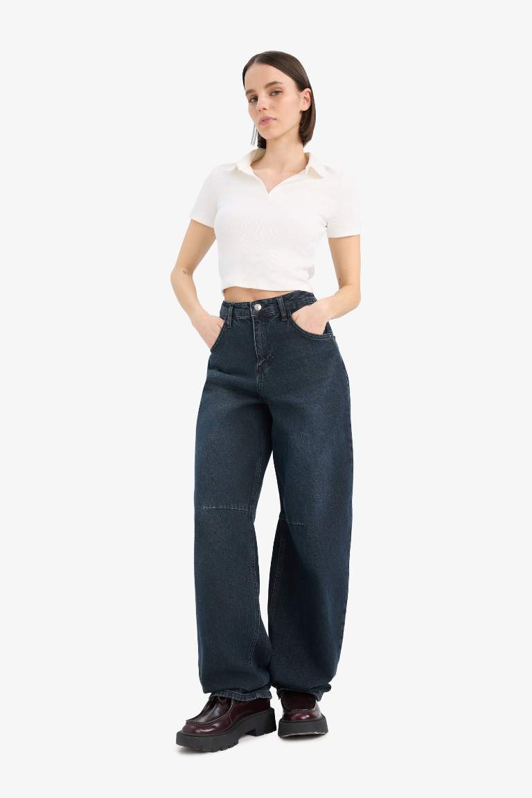 Baggy Fit High Waist Long Jeans