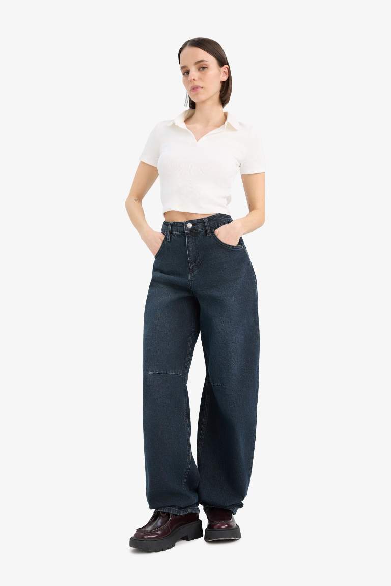 Baggy Fit Yüksek Bel Uzun Jean Pantolon