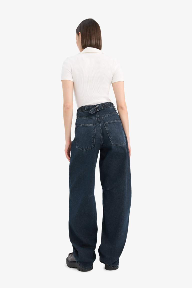 Baggy Fit Yüksek Bel Uzun Jean Pantolon