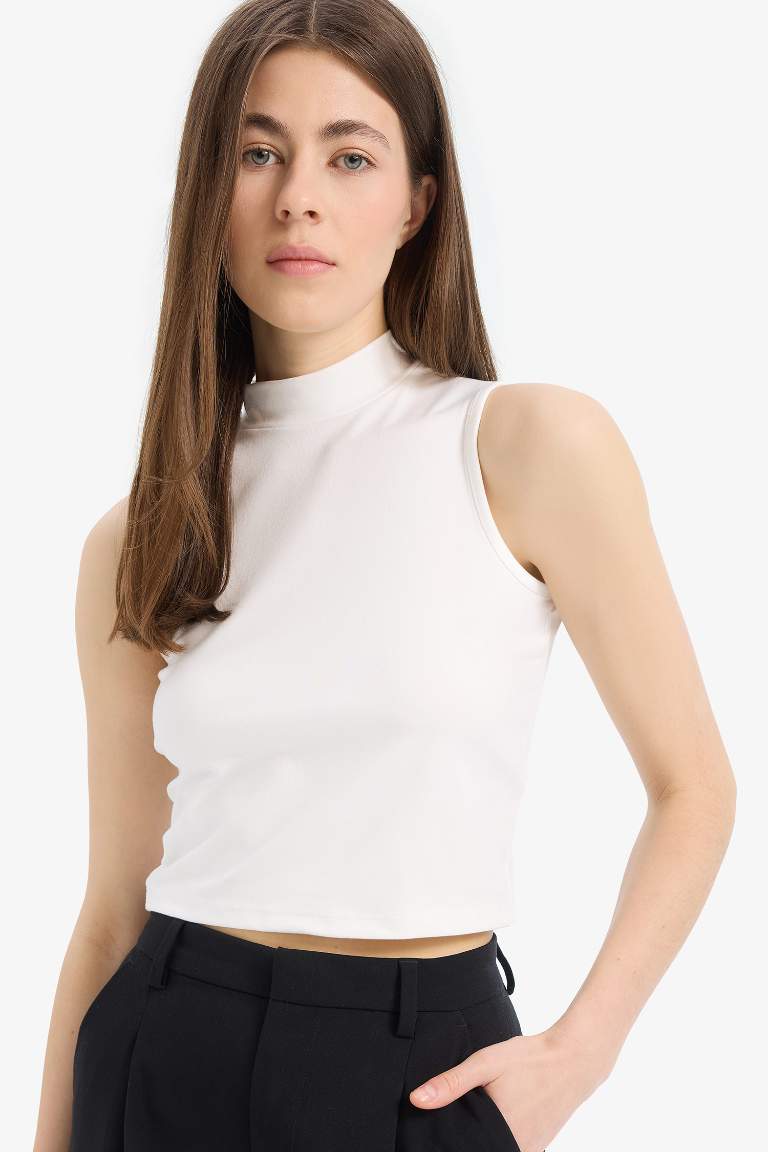 Slim Fit Half Turtleneck Tank Top