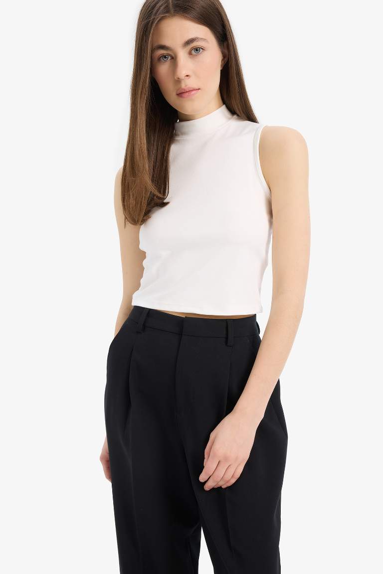 Slim Fit Half Turtleneck Tank Top