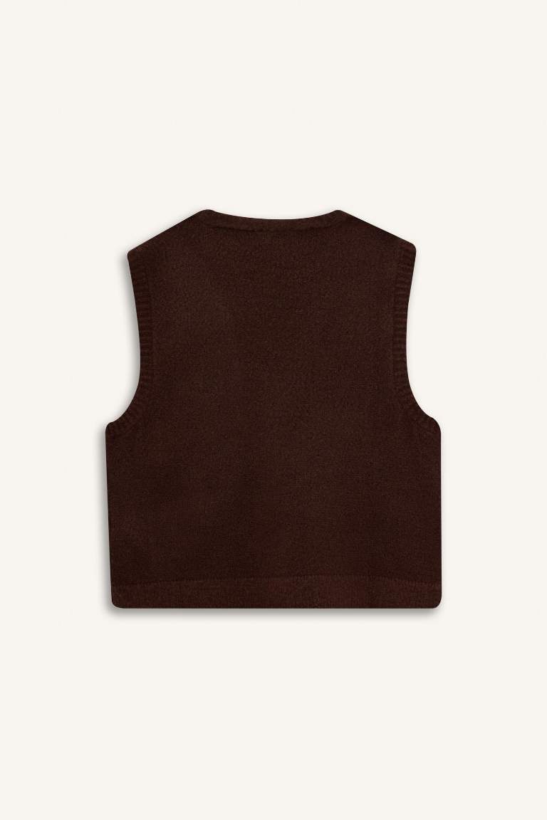 Regular Fit V Yaka Cepli Düğmeli Yelek