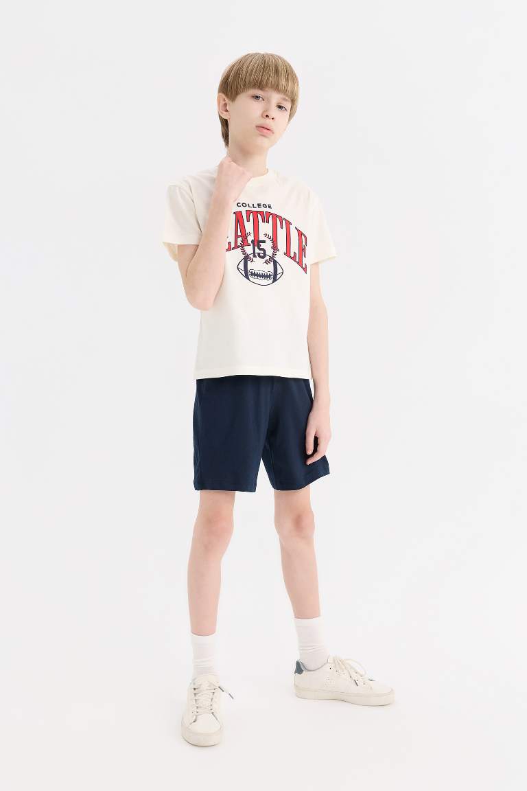 Boy Printed T-Shirt Flexible Waist Shorts 2 Piece Pajama Set