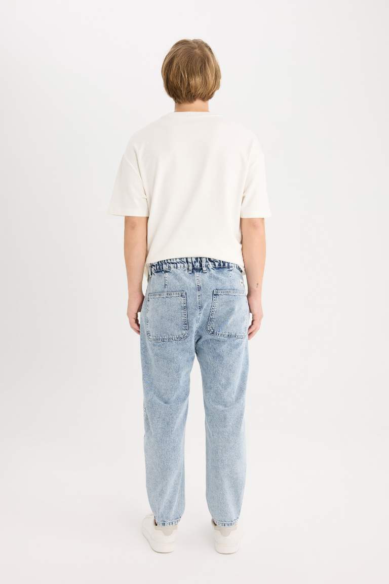 Relaxed Slouchy Fit Wide Leg Washed Jeans