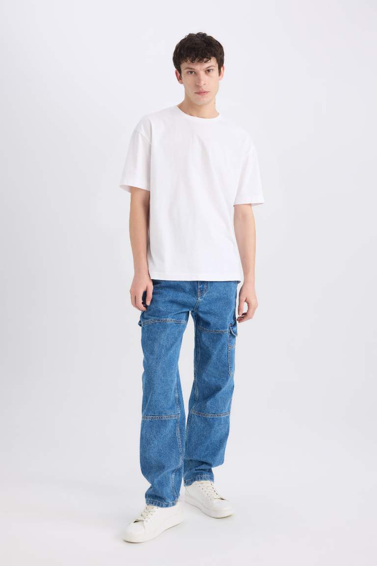 Relax Fit Wide Leg Washed Jeans