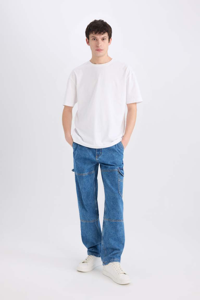 Relax Fit Wide Leg Washed Jeans