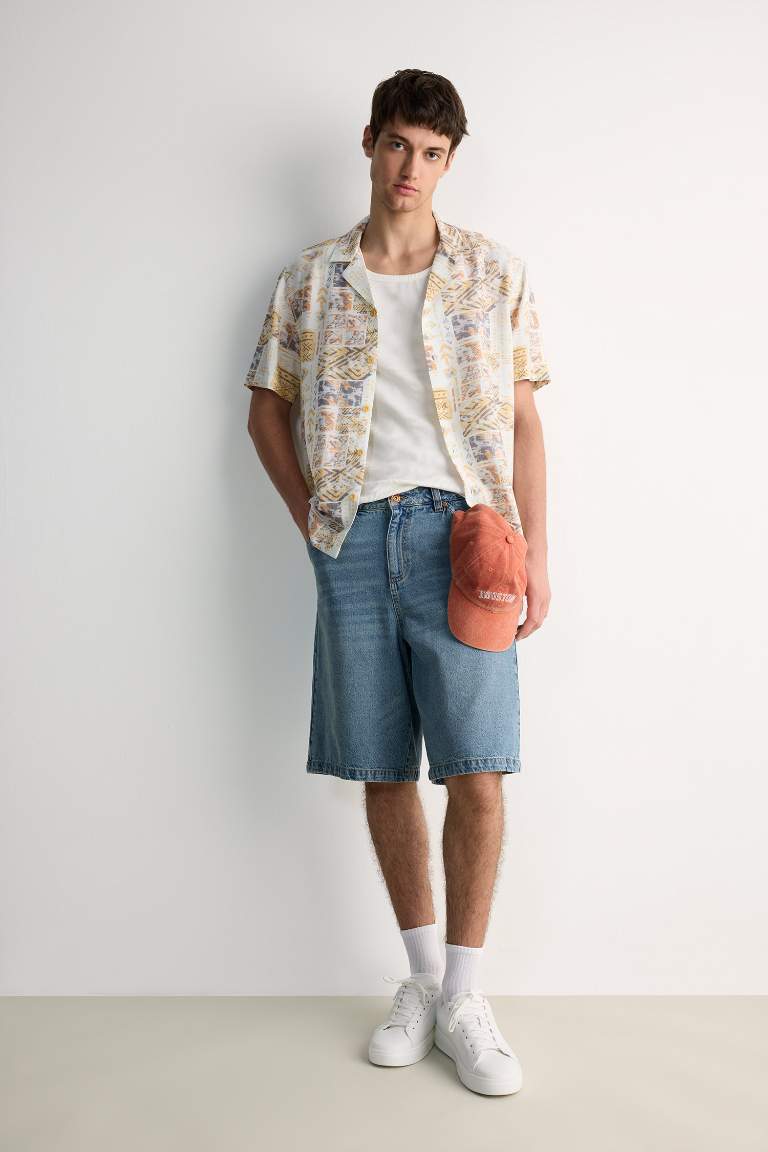 100% хлопковые широкие джинсовые бермуды (baggy fit)