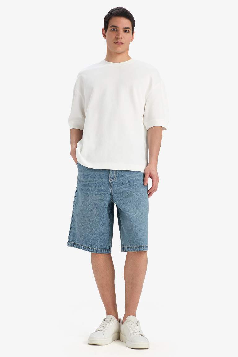 100% хлопковые широкие джинсовые бермуды (baggy fit)