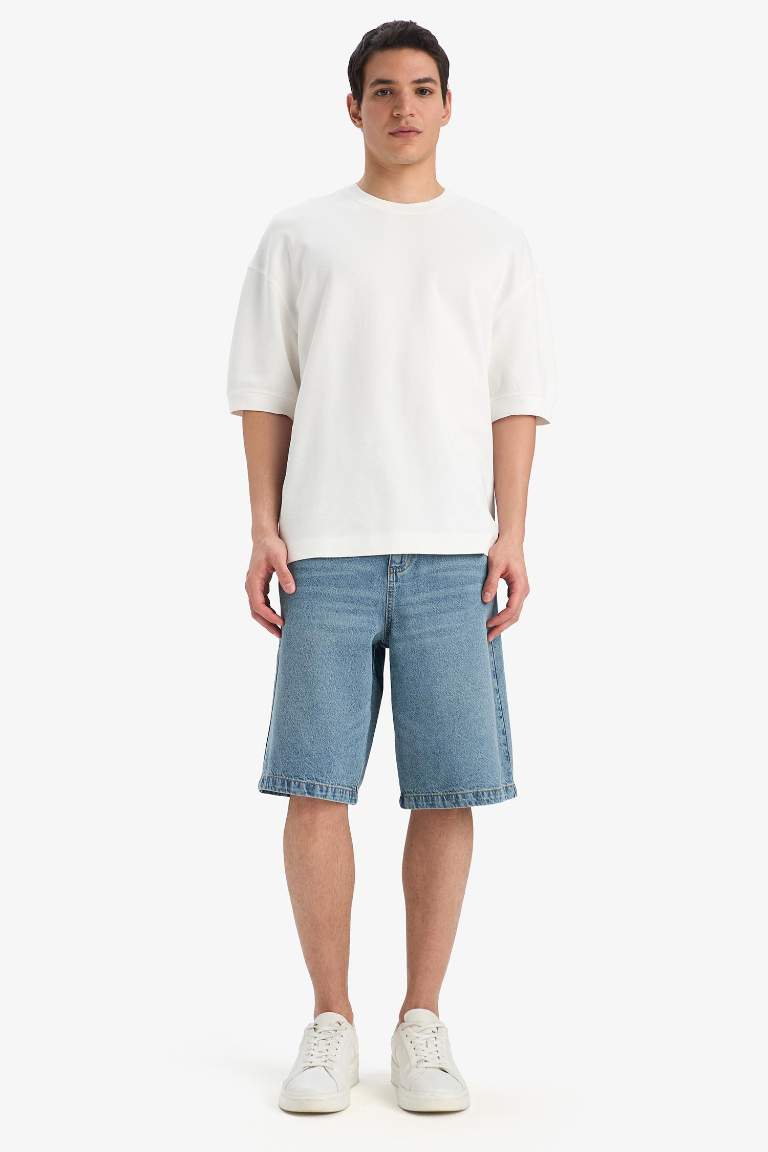 100% хлопковые широкие джинсовые бермуды (baggy fit)