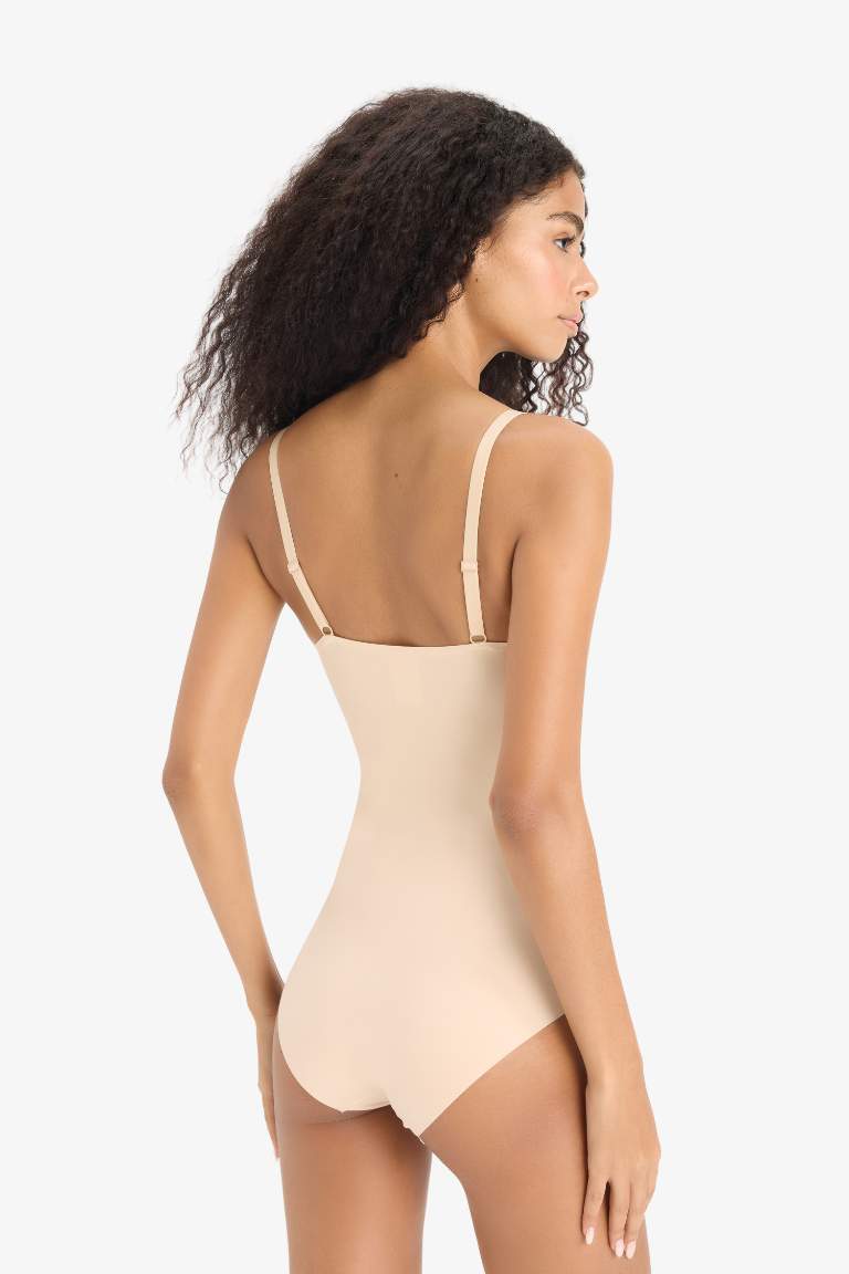Çıkarılabilir Pedli Ten Rengi Bodysuit Korse-Fall in Love
