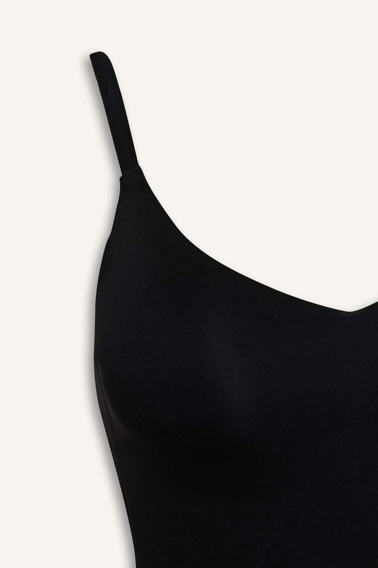 Çıkarılabilir Pedli Siyah Bodysuit Korse-Fall in Love