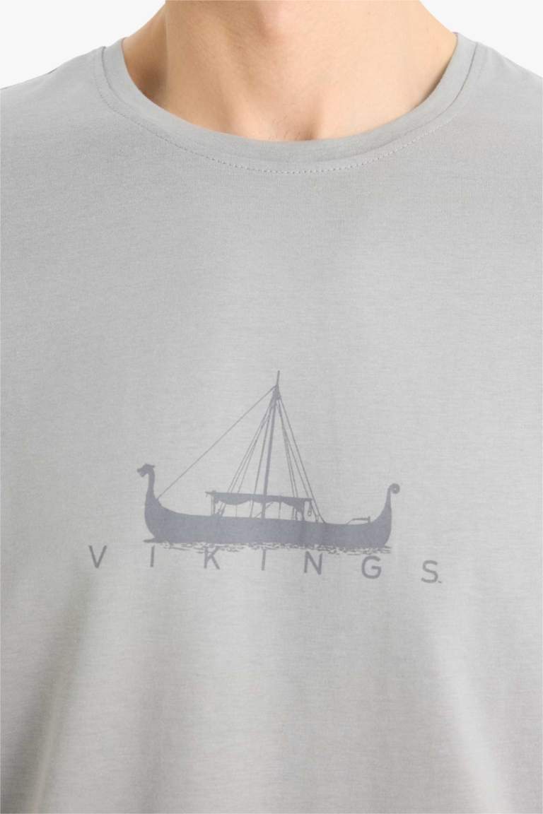 %100 Pamuk Vikings Regular Fit Bisiklet Yaka Kısa Kollu Tişört