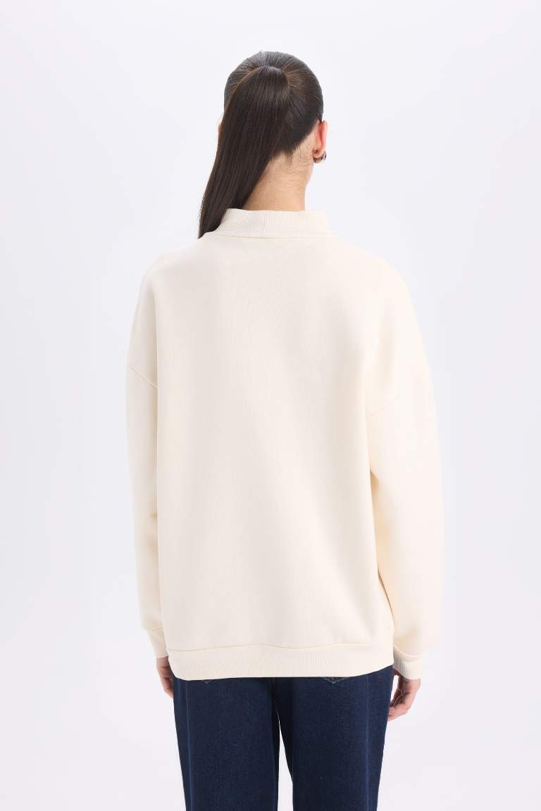 Oversize Fit Half Turtleneck Basic Thick Sweatshirt