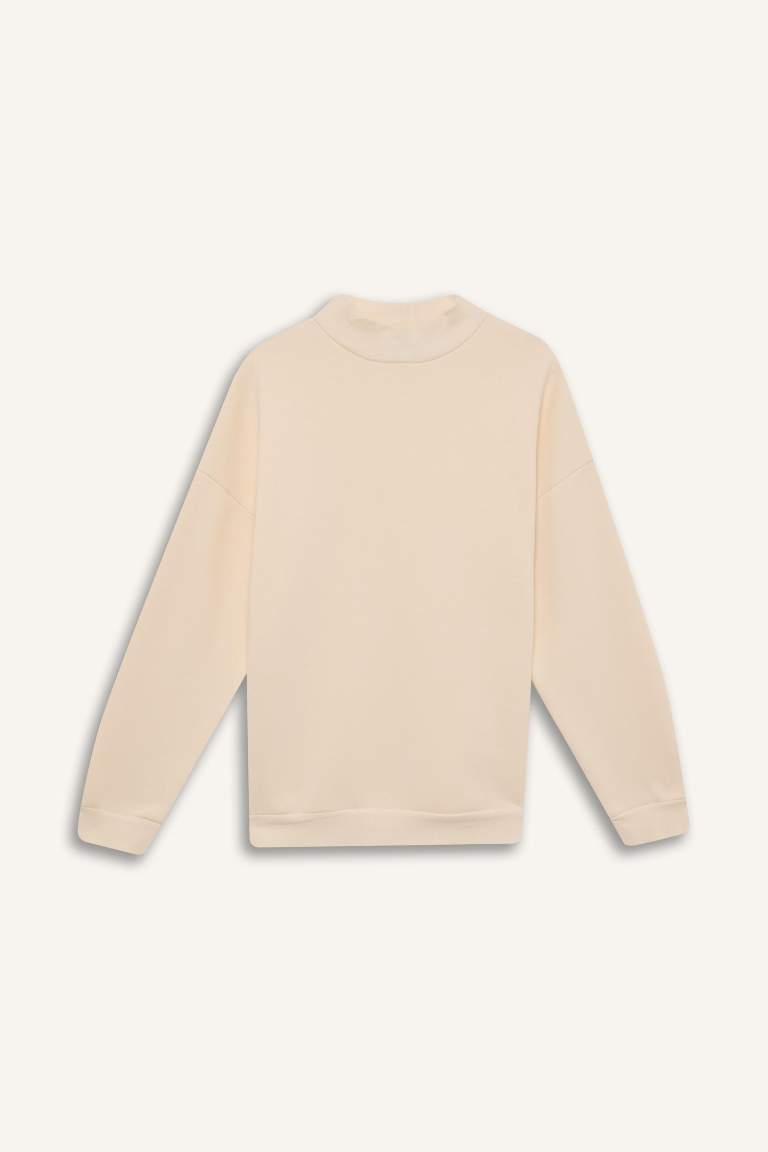 Oversize Fit Half Turtleneck Basic Thick Sweatshirt