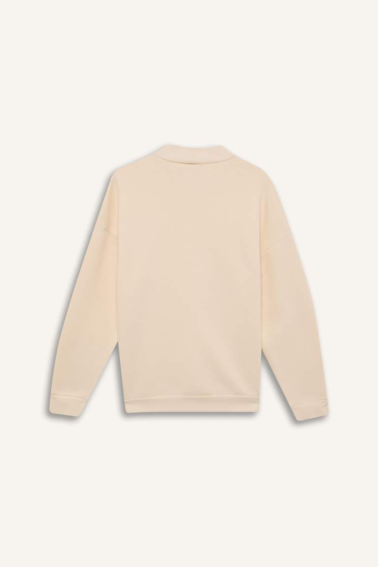 Oversize Fit Half Turtleneck Basic Thick Sweatshirt