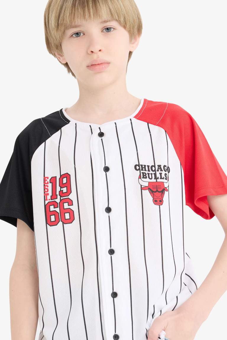 Ұлдарға NBA Chicago Bulls v жаға қысқа жеңді Қысқа жеңді футболка