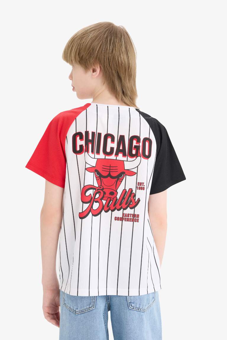 Ұлдарға NBA Chicago Bulls v жаға қысқа жеңді Қысқа жеңді футболка