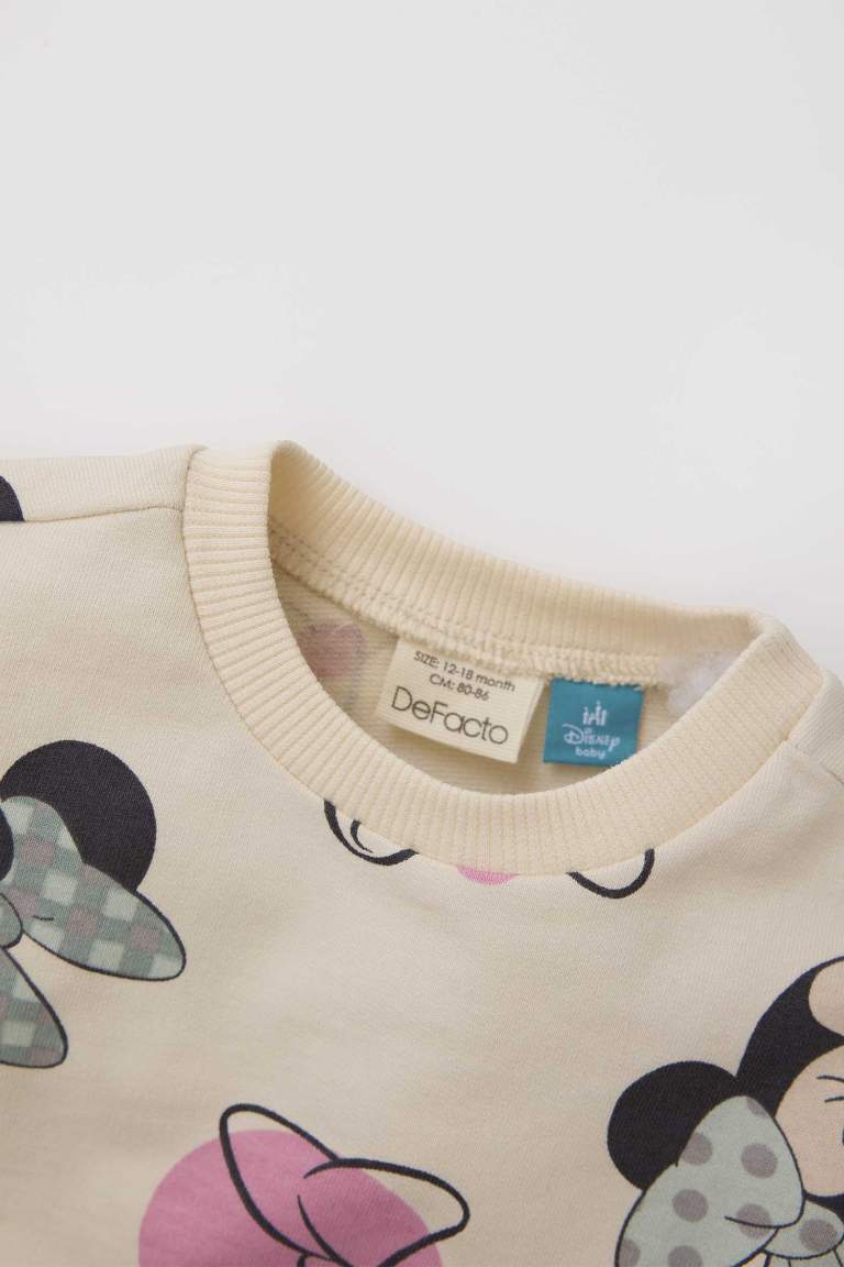 Regular Fit Mickey & Minnie Licensed Crew Neck Sweatshirt