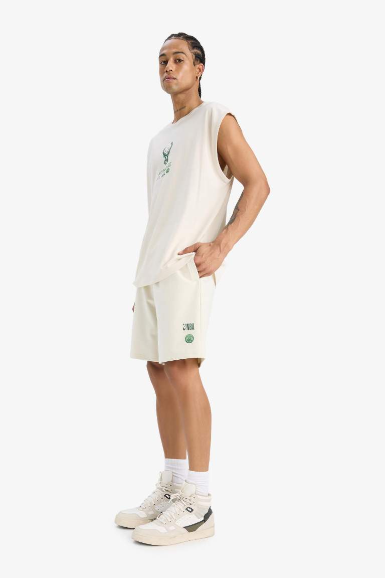 DeFactoFit NBA Milwaukee Bucks Oversize Geniş Kalıp Bisiklet Yaka Atlet