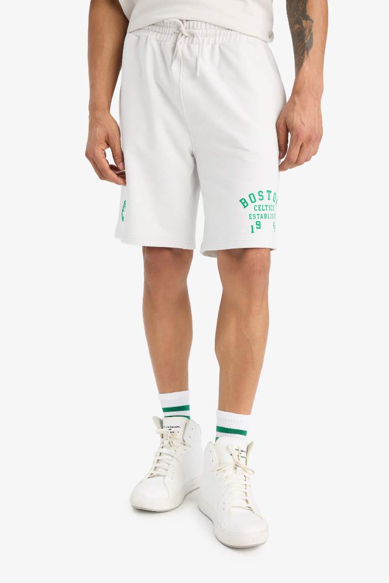 DeFactoFit NBA Boston Celtics Standart Fit Kısa Paça Şort
