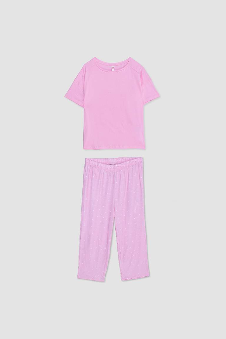 طقم بيجاما بناتي بينك قصة عادية كم طويل من Fall in Love - قطعتين