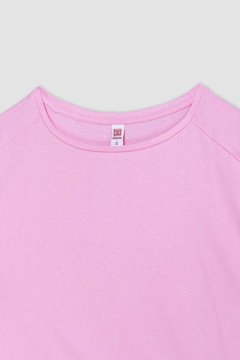 طقم بيجاما بناتي بينك قصة عادية كم طويل من Fall in Love - قطعتين