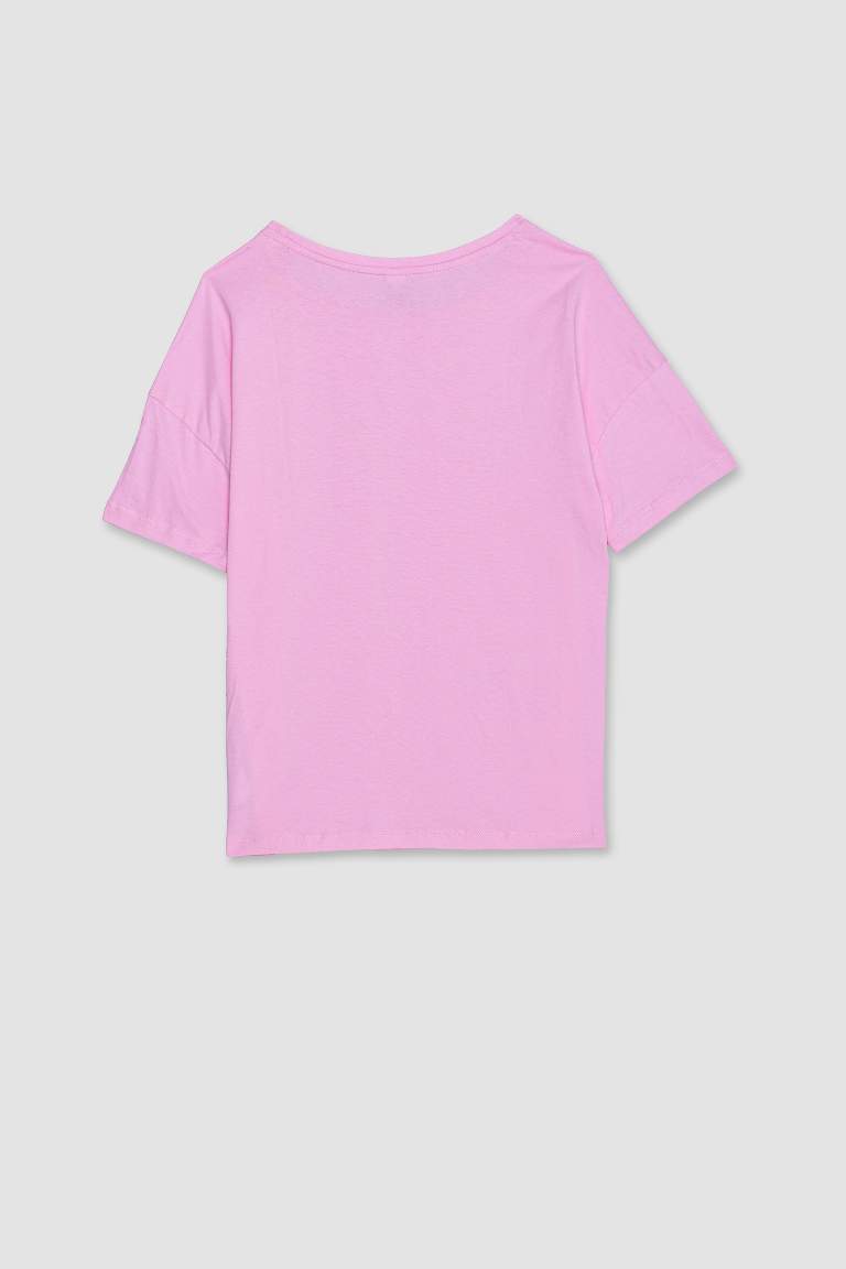 طقم بيجاما بناتي بينك قصة عادية كم طويل من Fall in Love - قطعتين