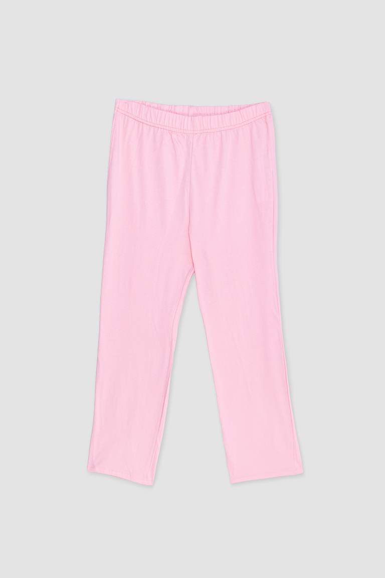 طقم بيجاما بناتي بينك قصة عادية من Fall in Love - قطعتين