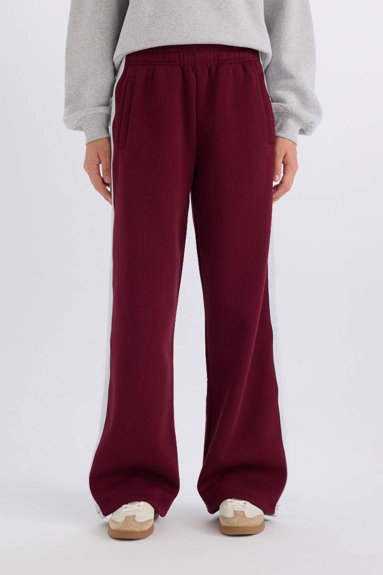 Regular Fit Kalın Eşofman Altı Beli Lastikli Basic Düz Geniş Bol Paça
