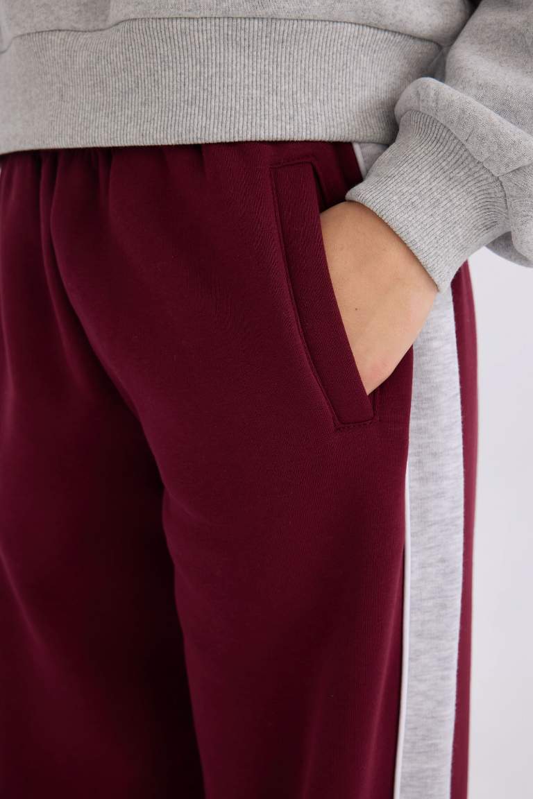 Regular Fit Kalın Eşofman Altı Beli Lastikli Basic Düz Geniş Bol Paça