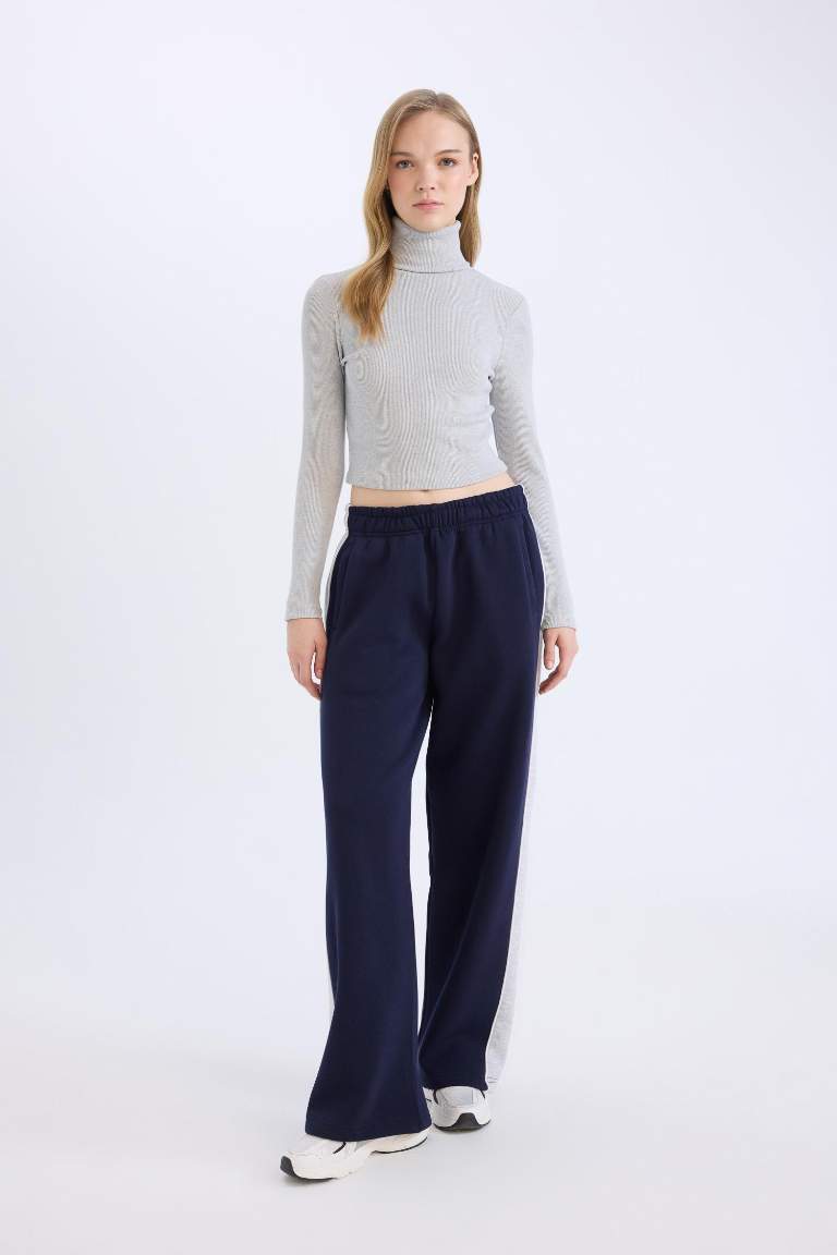 Regular Fit Kalın Eşofman Altı Beli Lastikli Basic Düz Geniş Bol Paça