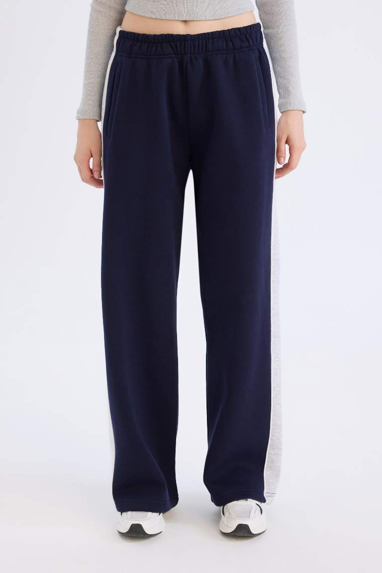 Regular Fit Kalın Eşofman Altı Beli Lastikli Basic Düz Geniş Bol Paça