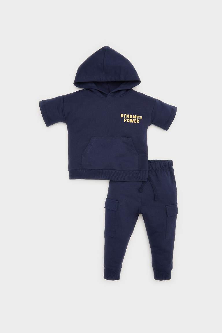 Boy Baby Printed Hooded Sweatshirt Sweatpants 2 Piece Set