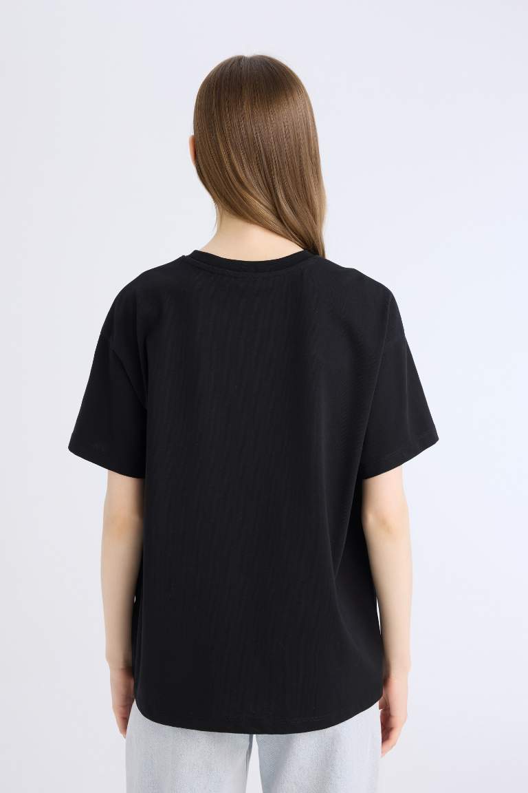 Oversize Fit Crew Neck Basic Black T-Shirt