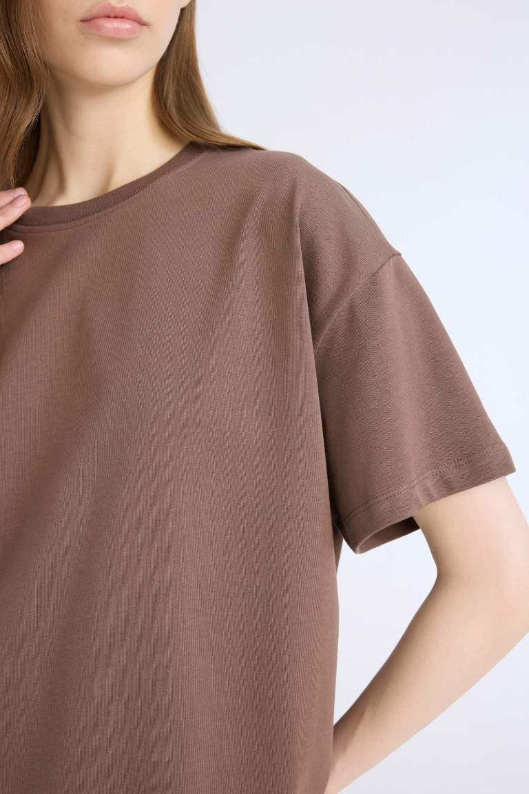 Oversize Fit Crew Neck Basic Thick Fabric T-Shirt