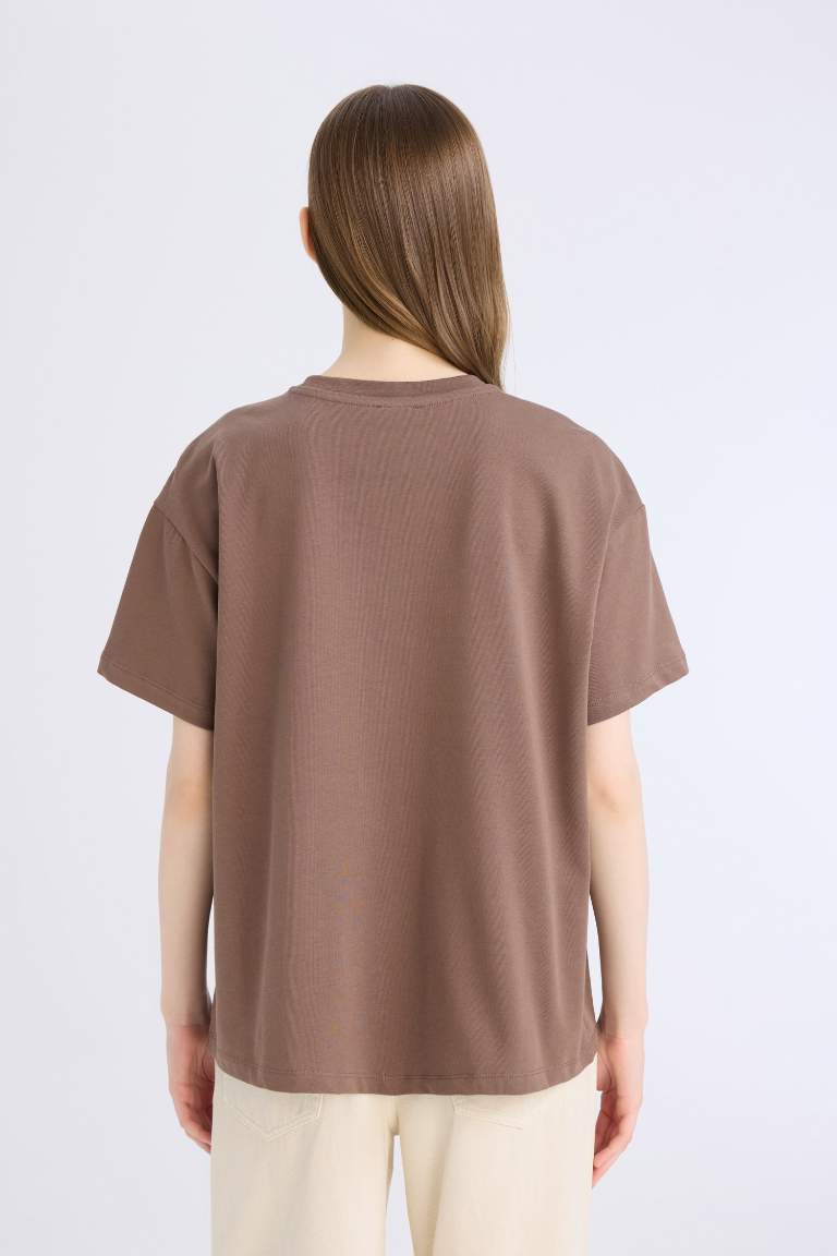 Oversize Fit Crew Neck Basic Thick Fabric T-Shirt