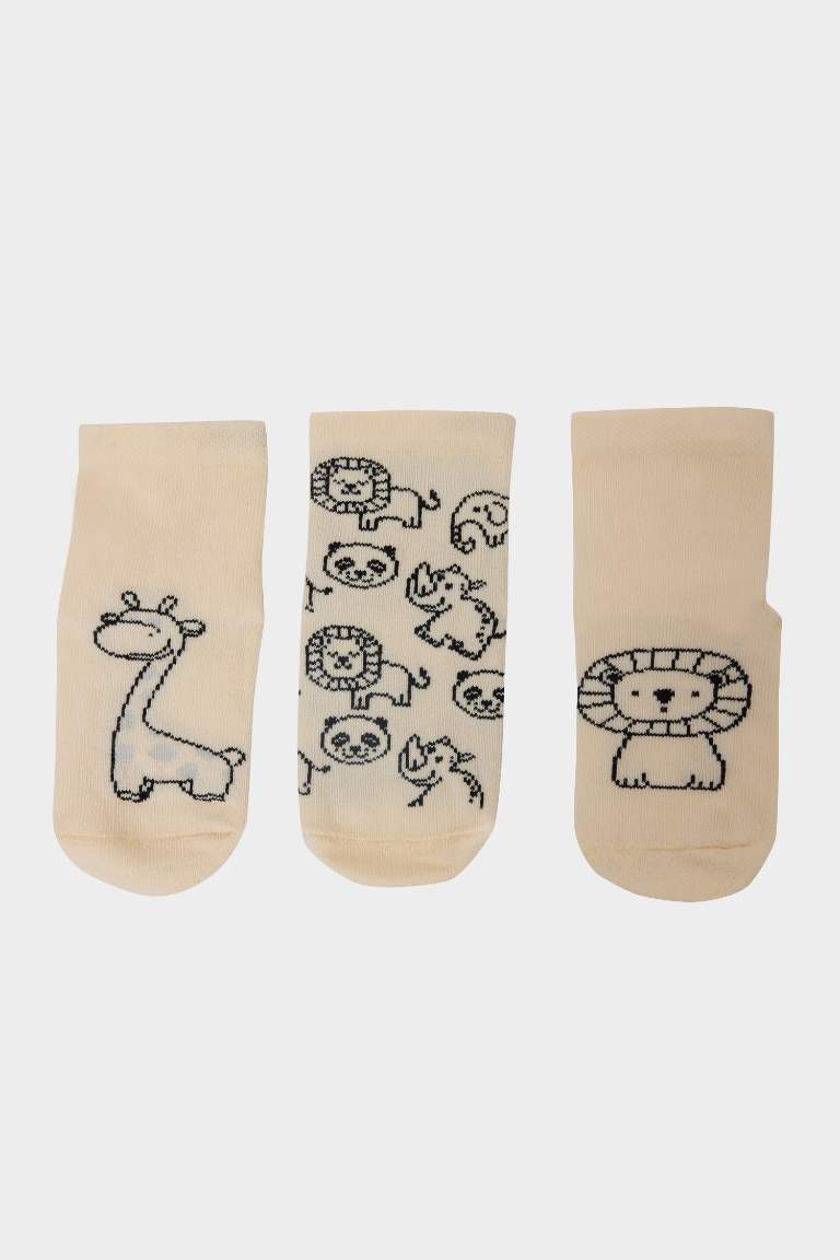 Baby Boy Non-Slip Sole 3 Piece Cotton Long Socks