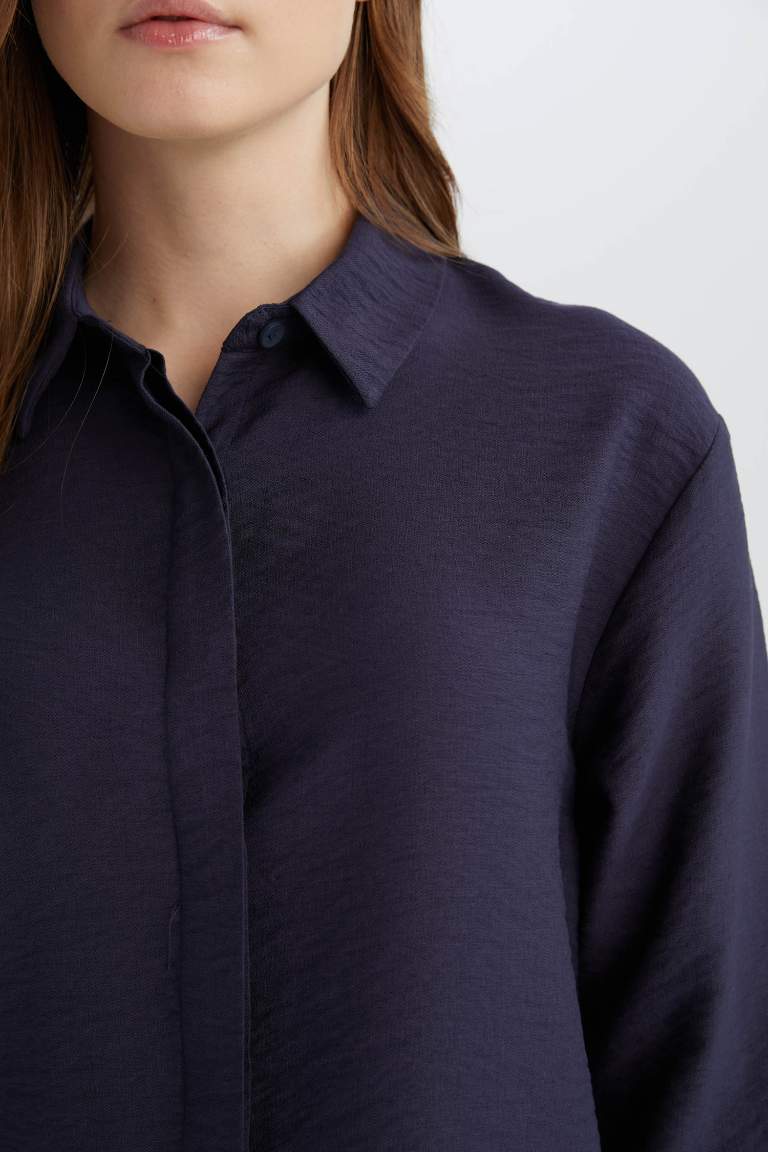 Regular Fit Shirt Collar Long Sleeve Shirt