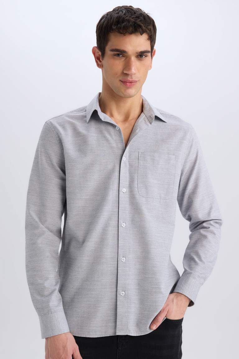 Modern Fit Polo Collar Long Sleeve Shirt