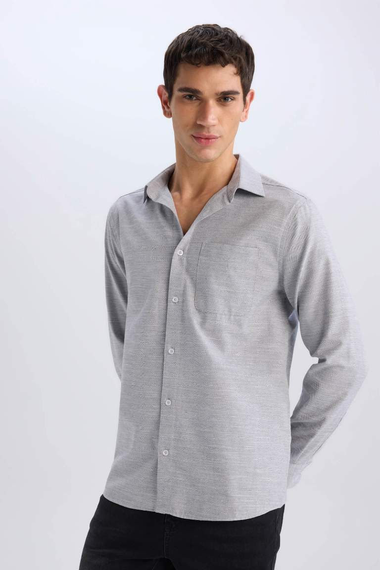 Modern Fit Polo Collar Long Sleeve Shirt