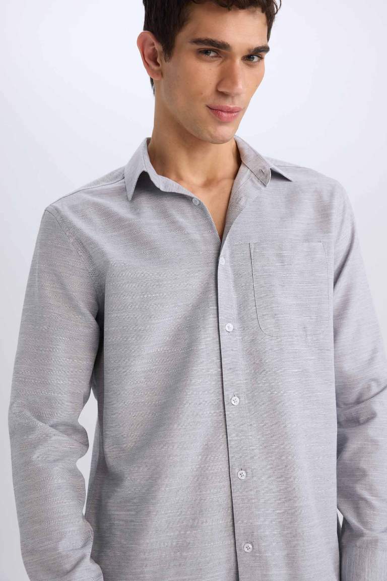 Modern Fit Polo Collar Long Sleeve Shirt