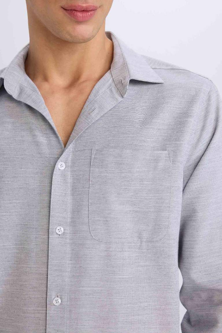 Modern Fit Polo Collar Long Sleeve Shirt