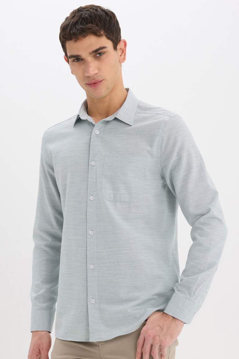 Modern Fit Polo Collar Long Sleeve Shirt