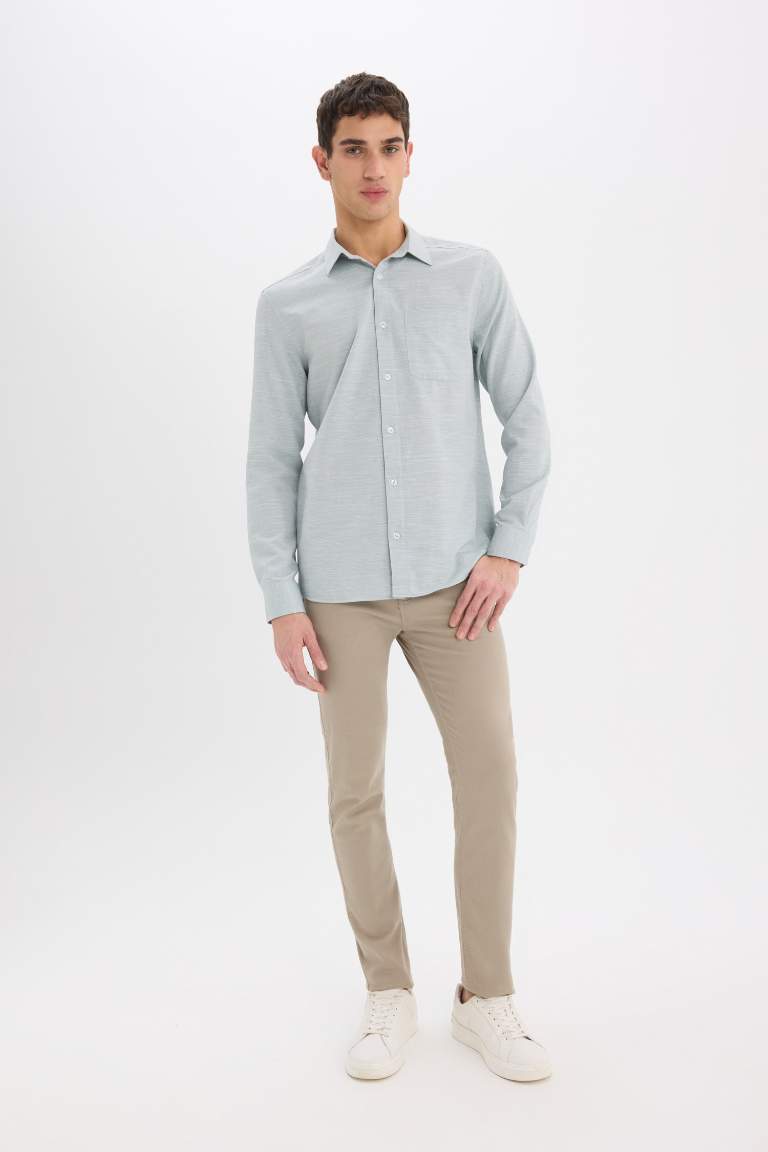 Modern Fit Polo Collar Long Sleeve Shirt