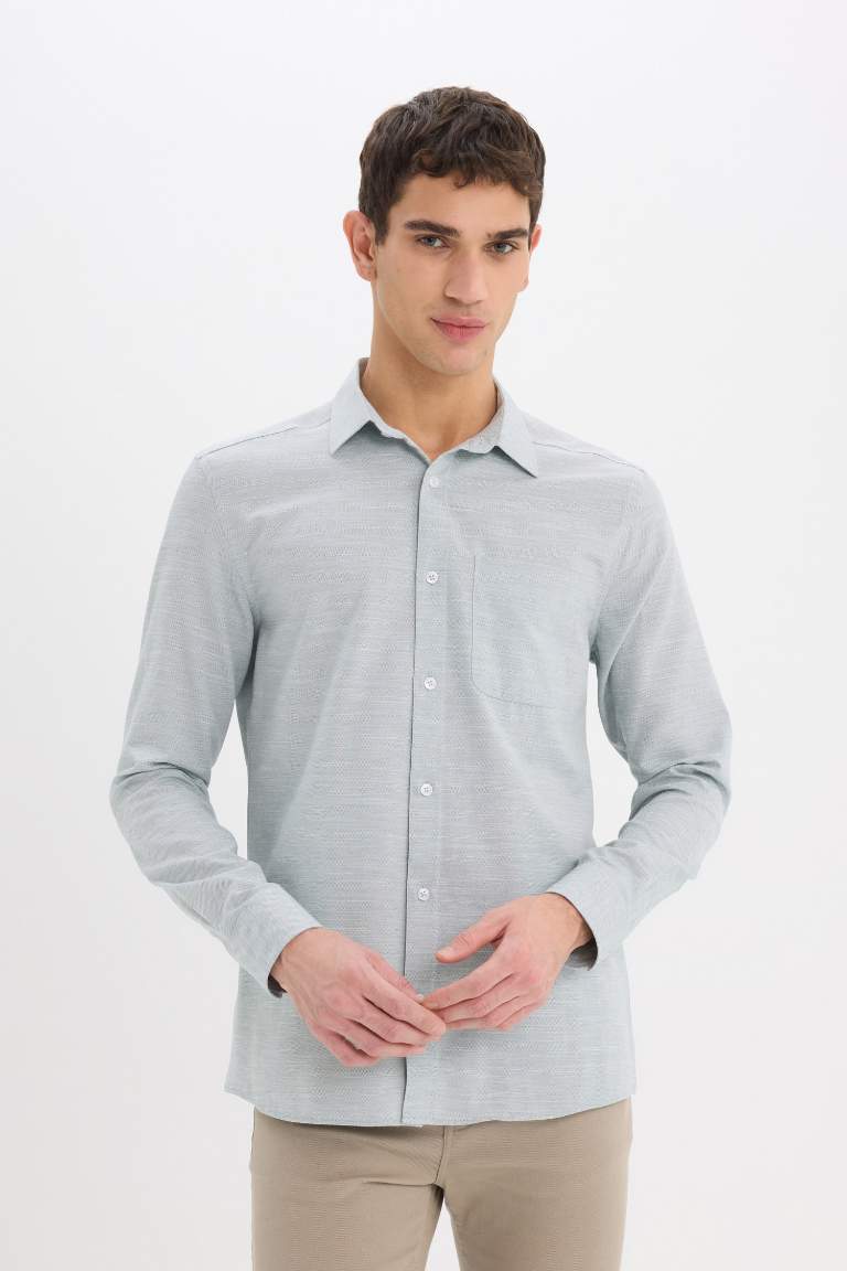 Modern Fit Polo Collar Long Sleeve Shirt