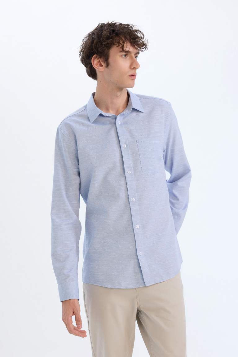 Modern Fit Polo Collar Long Sleeve Shirt