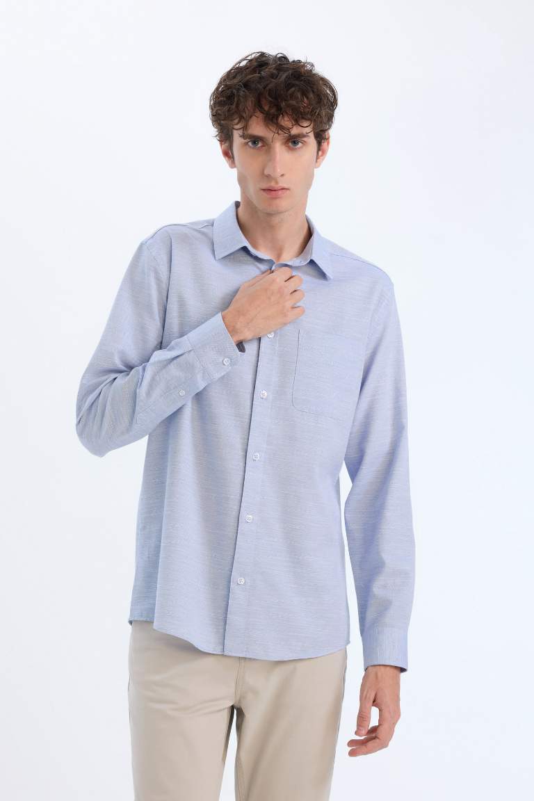 Modern Fit Polo Collar Long Sleeve Shirt