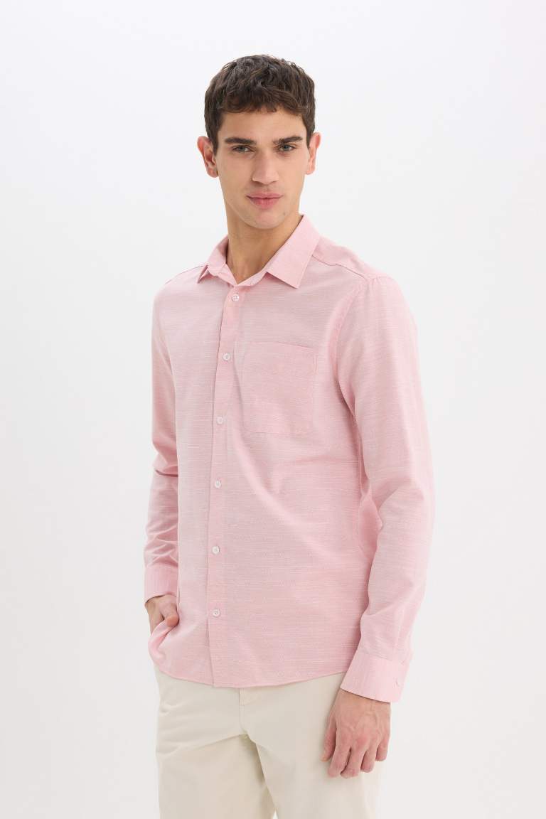 Modern Fit Polo Collar Long Sleeve Shirt