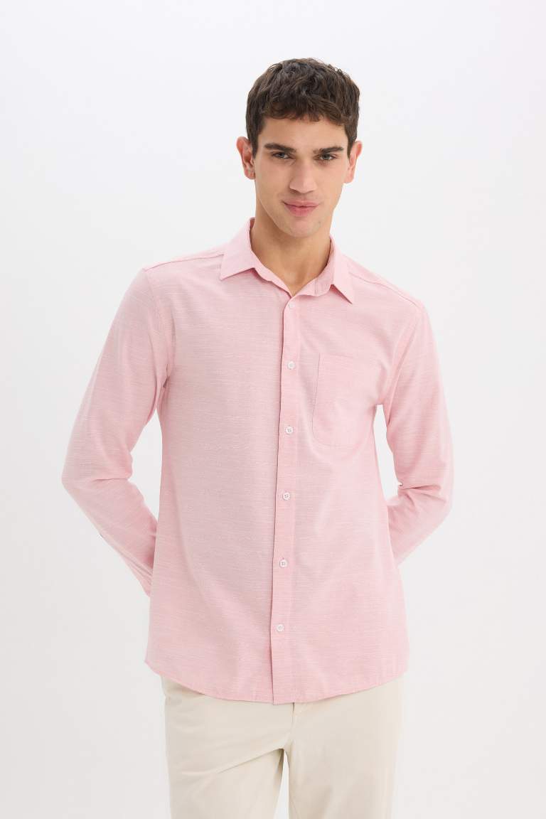 Modern Fit Polo Collar Long Sleeve Shirt