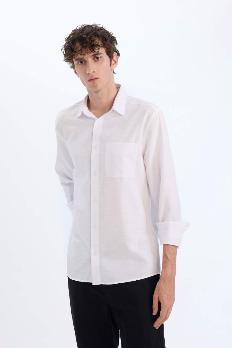 Modern Fit Polo Collar Long Sleeve Shirt